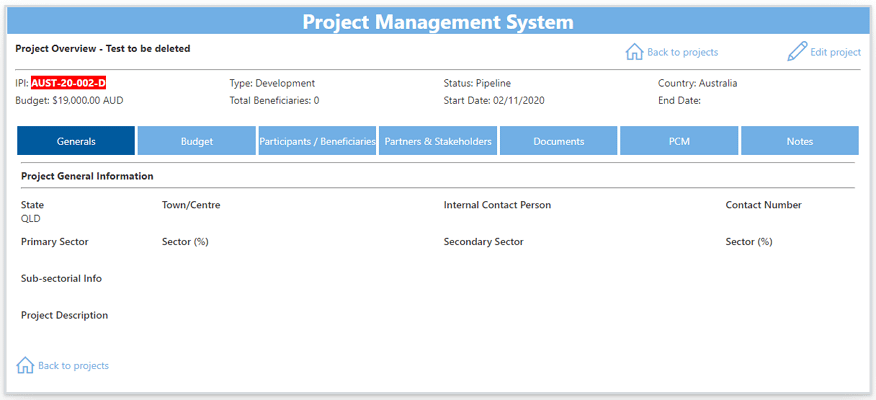 Project Management System Project Overview